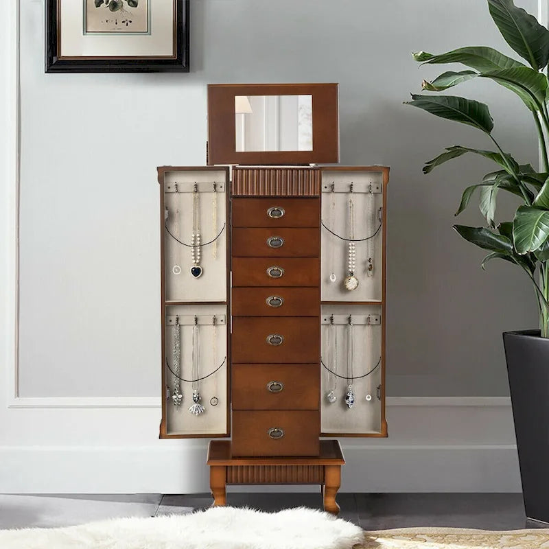 Jewelry Cabinet Storage Chest Stand Organizer - 14.8"L x 9"W x 38.6"H