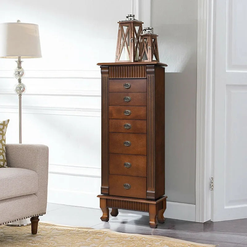 Jewelry Cabinet Storage Chest Stand Organizer - 14.8"L x 9"W x 38.6"H