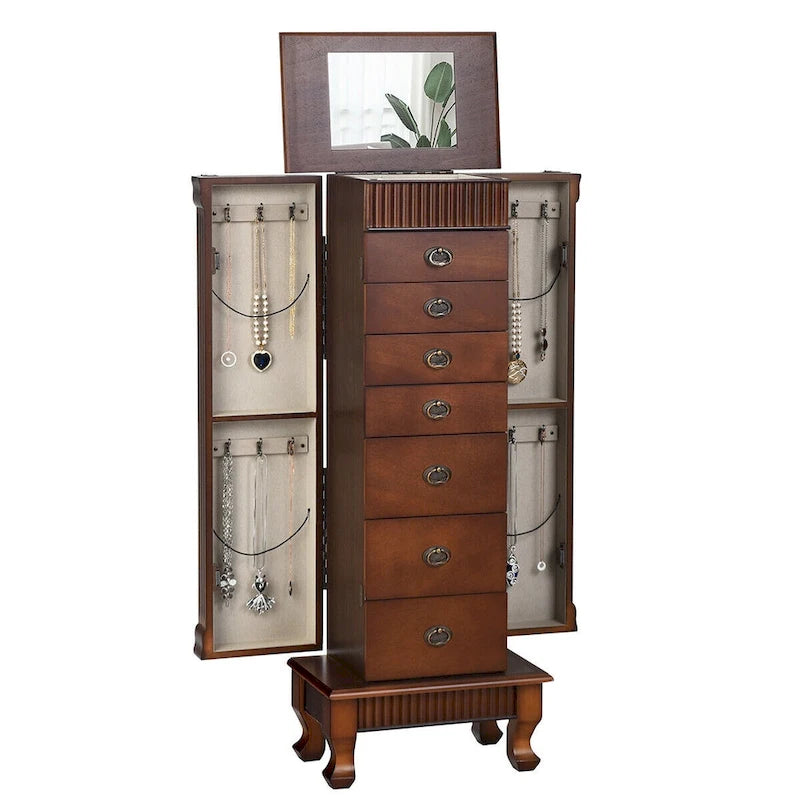 Jewelry Cabinet Storage Chest Stand Organizer - 14.8"L x 9"W x 38.6"H