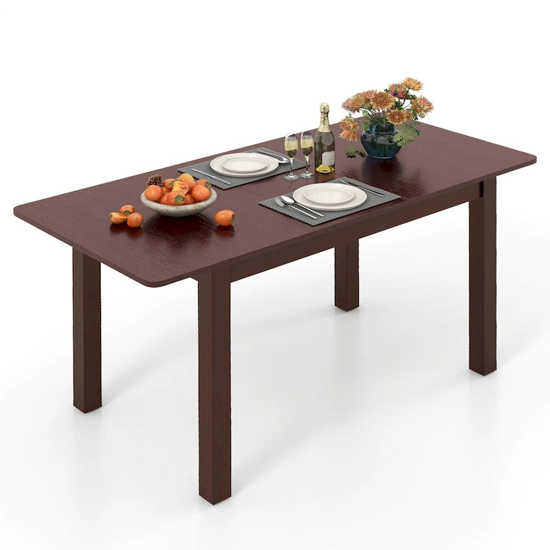 Extendable Folding Rubber Wood Dining Table, Cherry - Seats 4-6