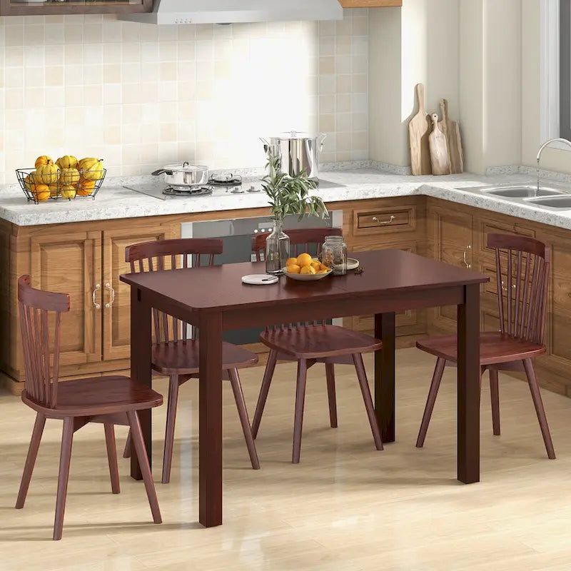 Extendable Folding Rubber Wood Dining Table, Cherry - Seats 4-6