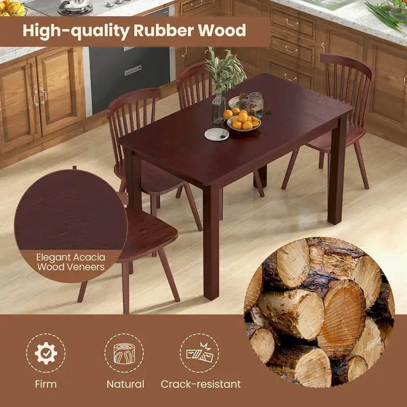 Extendable Folding Rubber Wood Dining Table, Cherry - Seats 4-6