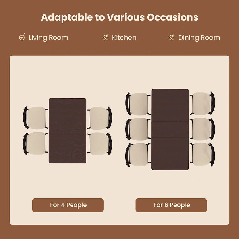 Extendable Folding Rubber Wood Dining Table, Cherry - Seats 4-6