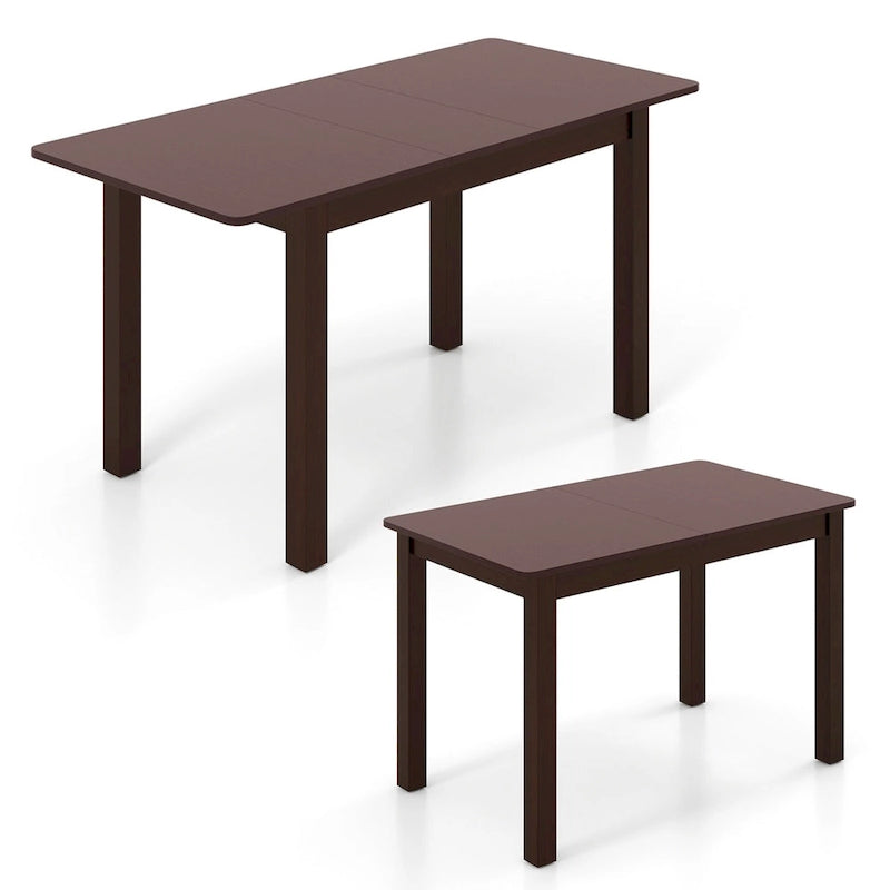 Extendable Folding Rubber Wood Dining Table, Cherry - Seats 4-6