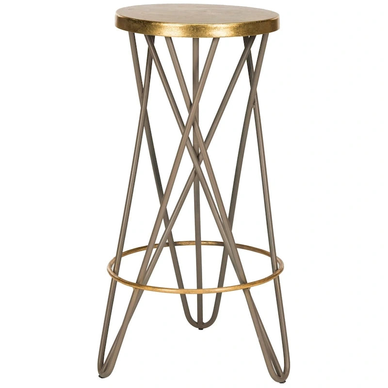 30" Retro Glam Gold Leaf Bar Stool with Hairpin Legs - 18"W x 18"D x 30"H