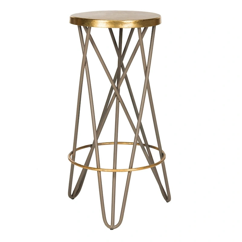 30" Retro Glam Gold Leaf Bar Stool with Hairpin Legs - 18"W x 18"D x 30"H