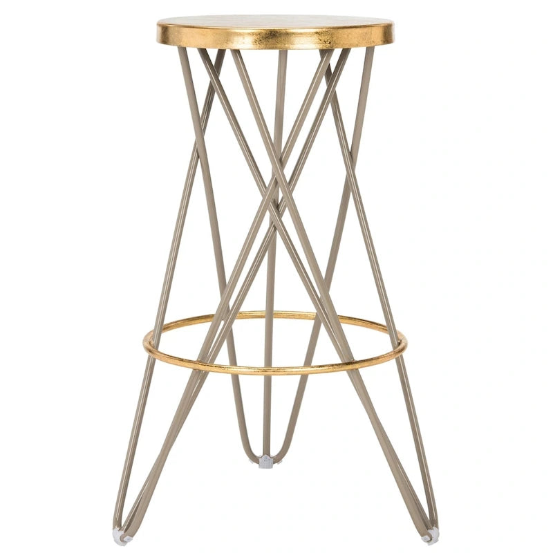 30" Retro Glam Gold Leaf Bar Stool with Hairpin Legs - 18"W x 18"D x 30"H