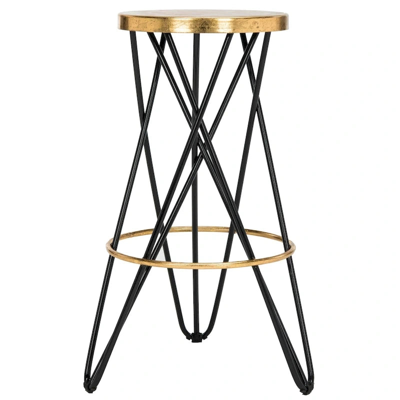30" Retro Glam Gold Leaf Bar Stool with Hairpin Legs - 18"W x 18"D x 30"H