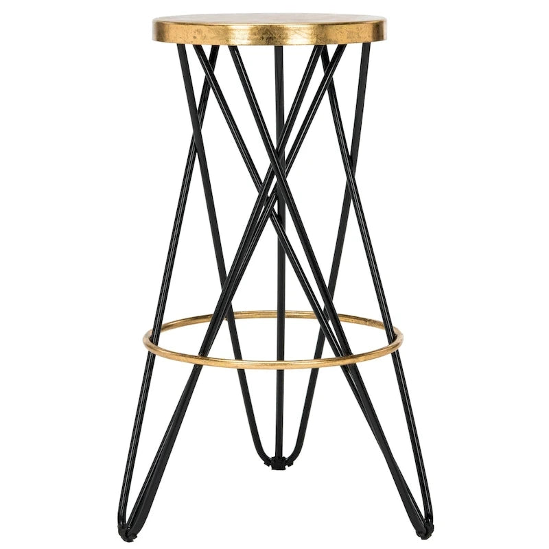 30" Retro Glam Gold Leaf Bar Stool with Hairpin Legs - 18"W x 18"D x 30"H