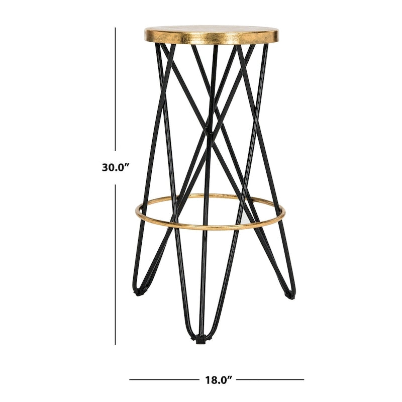 30" Retro Glam Gold Leaf Bar Stool with Hairpin Legs - 18"W x 18"D x 30"H