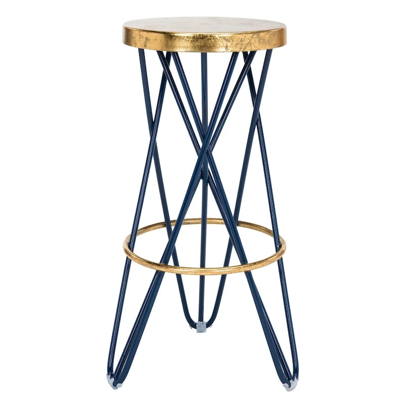 30" Retro Glam Gold Leaf Bar Stool with Hairpin Legs - 18"W x 18"D x 30"H