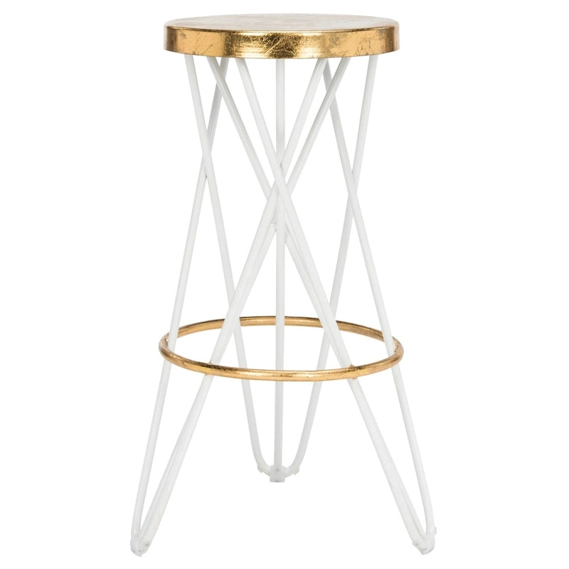 30" Retro Glam Gold Leaf Bar Stool with Hairpin Legs - 18"W x 18"D x 30"H