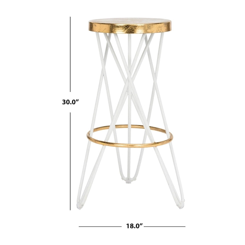 30" Retro Glam Gold Leaf Bar Stool with Hairpin Legs - 18"W x 18"D x 30"H