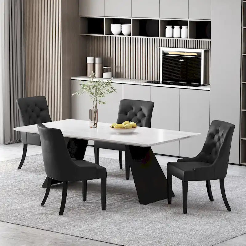 Tufted Upholstered Dining Chairs with Sloped Arms (Set of 4)