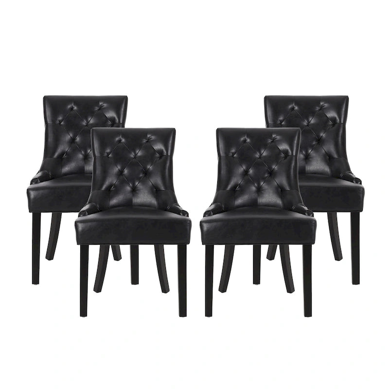 Tufted Upholstered Dining Chairs with Sloped Arms (Set of 4)