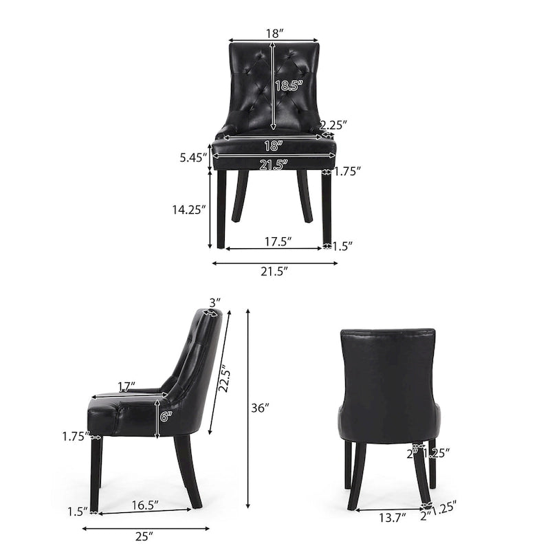 Tufted Upholstered Dining Chairs with Sloped Arms (Set of 4)