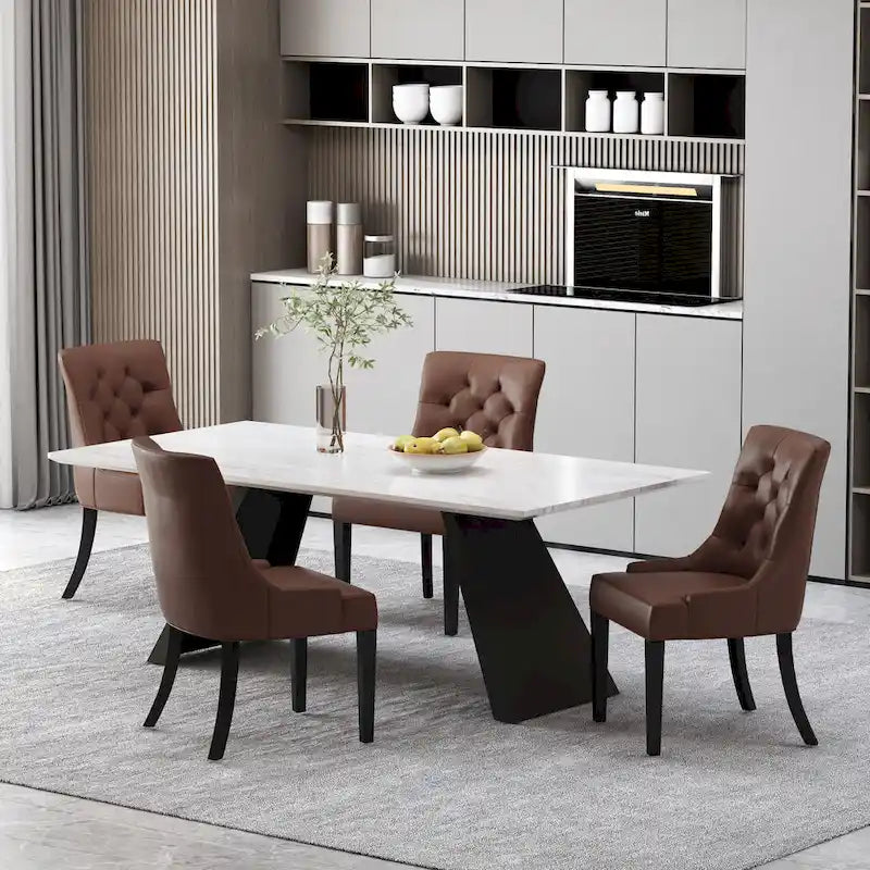 Tufted Upholstered Dining Chairs with Sloped Arms (Set of 4)