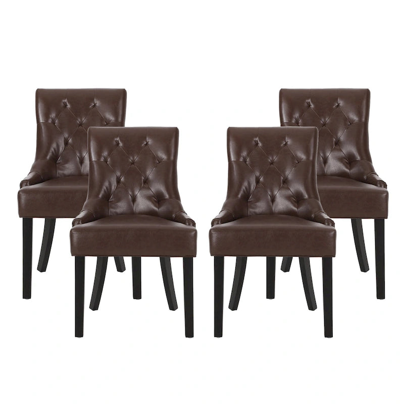 Tufted Upholstered Dining Chairs with Sloped Arms (Set of 4)
