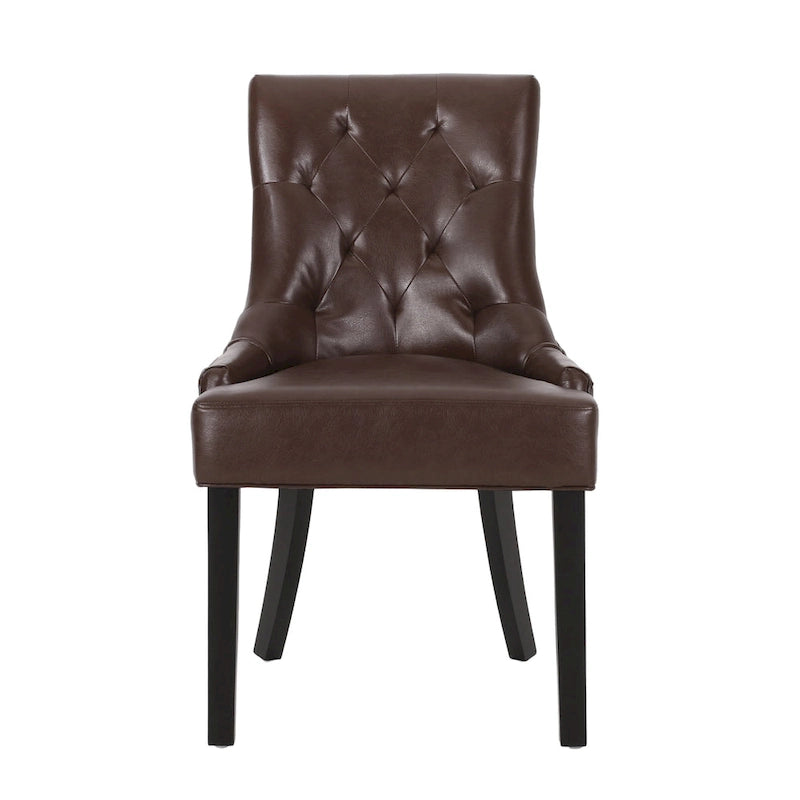 Tufted Upholstered Dining Chairs with Sloped Arms (Set of 4)