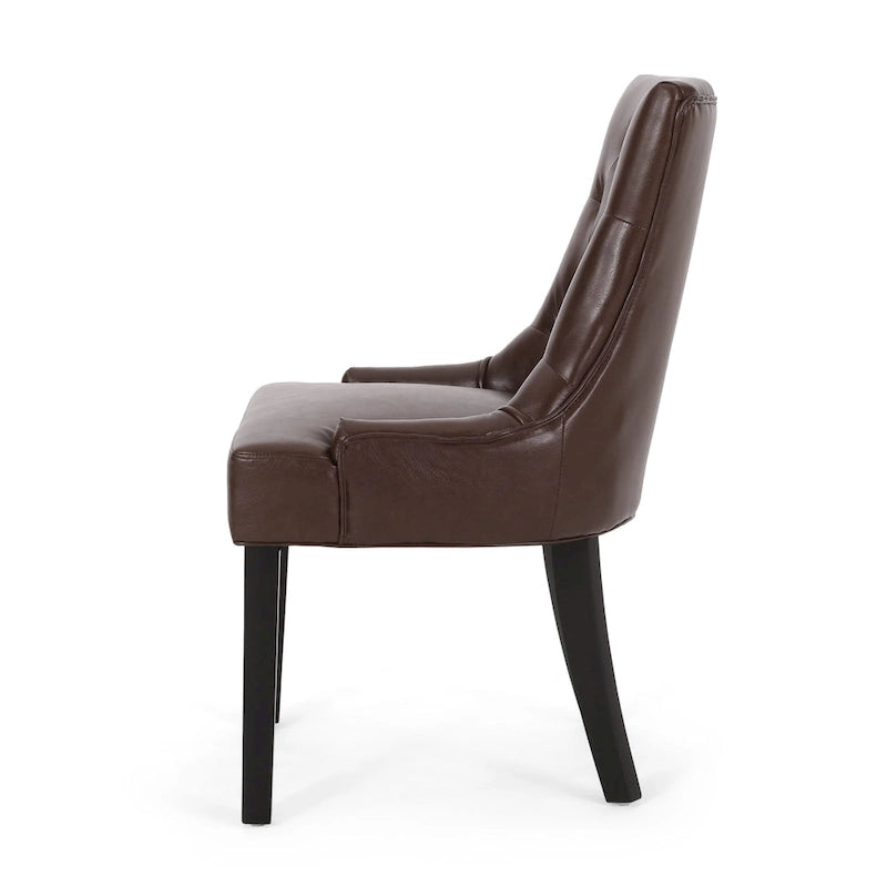 Tufted Upholstered Dining Chairs with Sloped Arms (Set of 4)