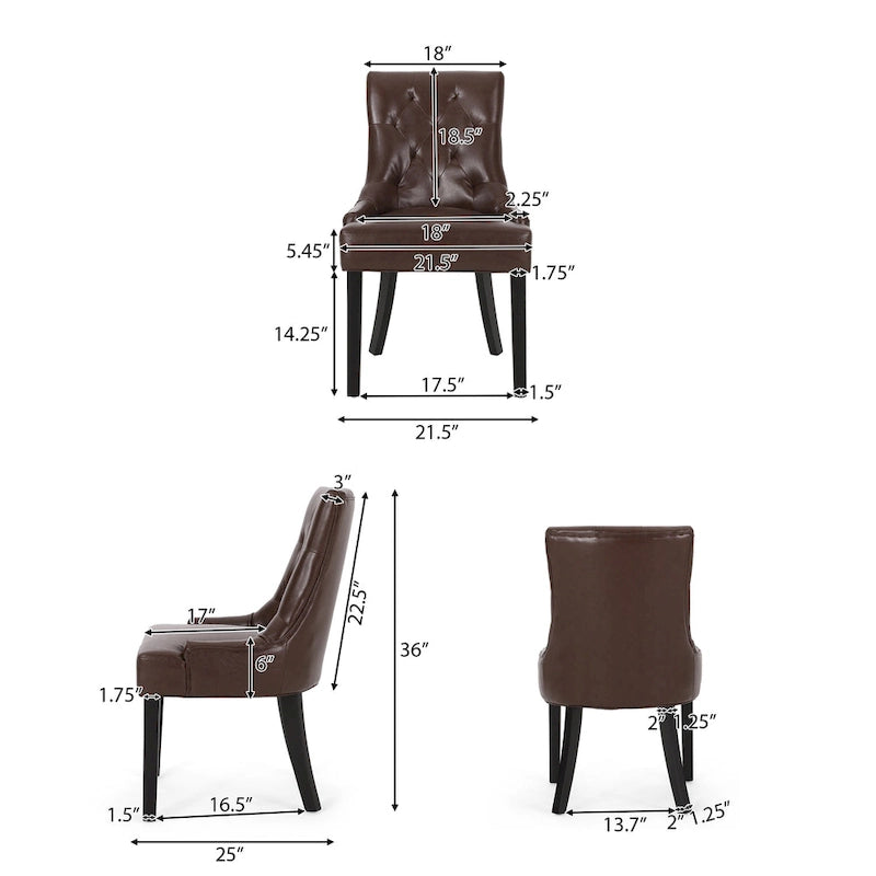 Tufted Upholstered Dining Chairs with Sloped Arms (Set of 4)