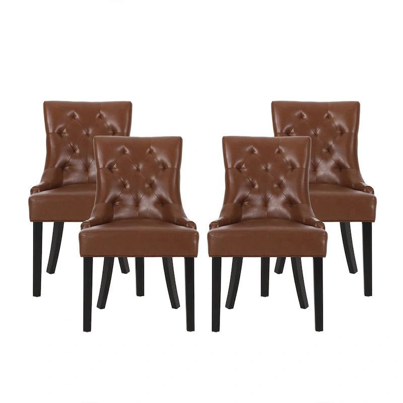 Tufted Upholstered Dining Chairs with Sloped Arms (Set of 4)