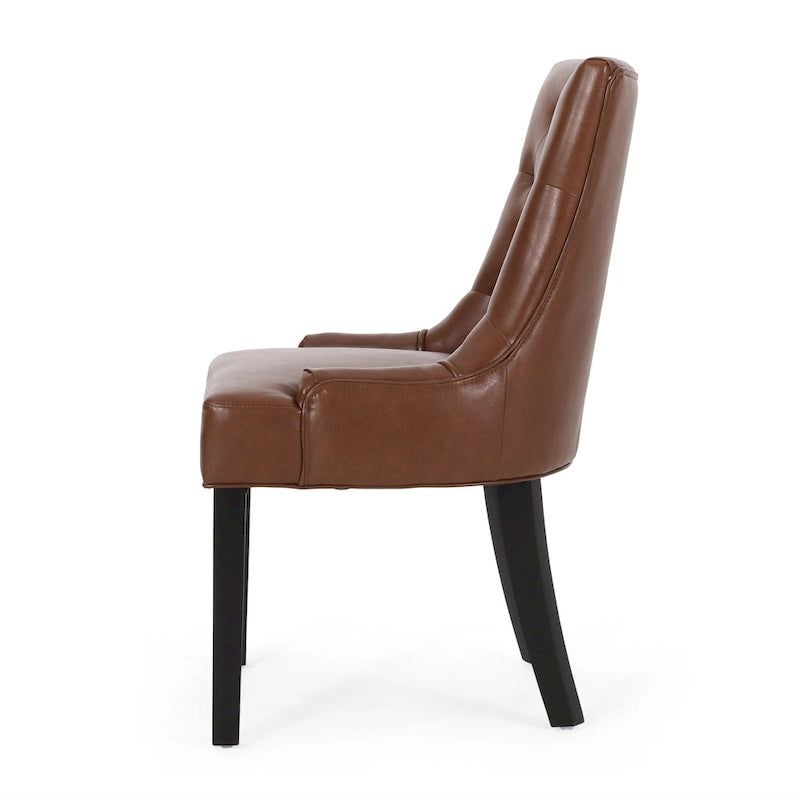Tufted Upholstered Dining Chairs with Sloped Arms (Set of 4)