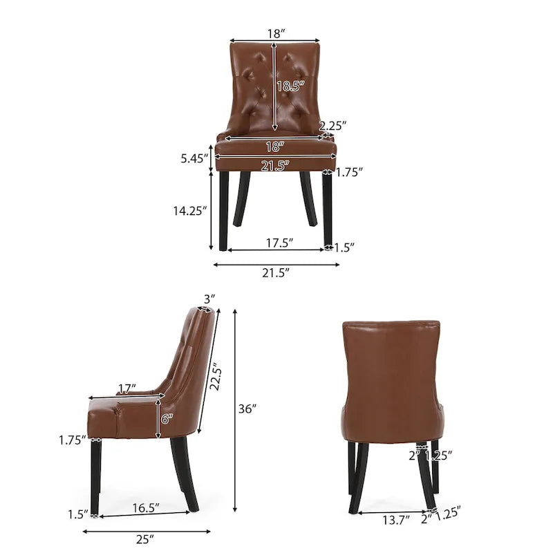 Tufted Upholstered Dining Chairs with Sloped Arms (Set of 4)