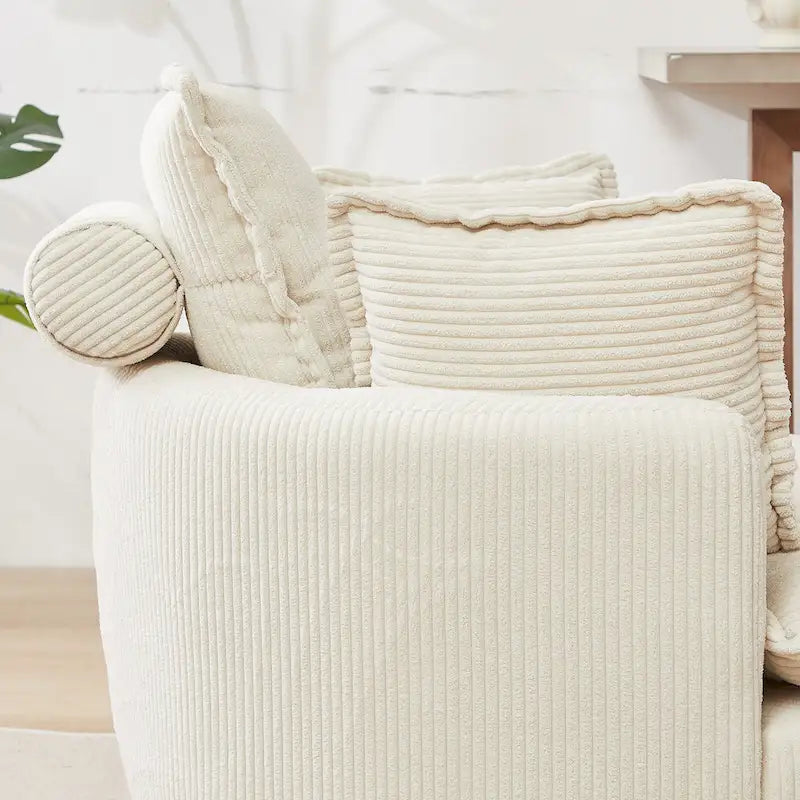 Oversized Swivel Barrel Chair with moon storage ottoman