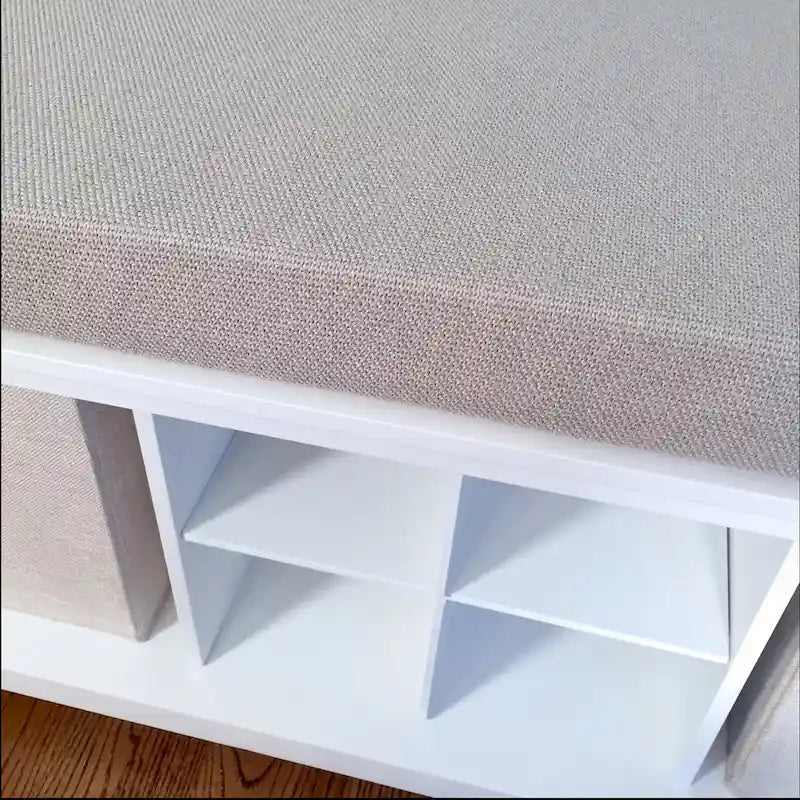 Solid Wood Entryway Bench with 4 Shoe Cubbies, White
