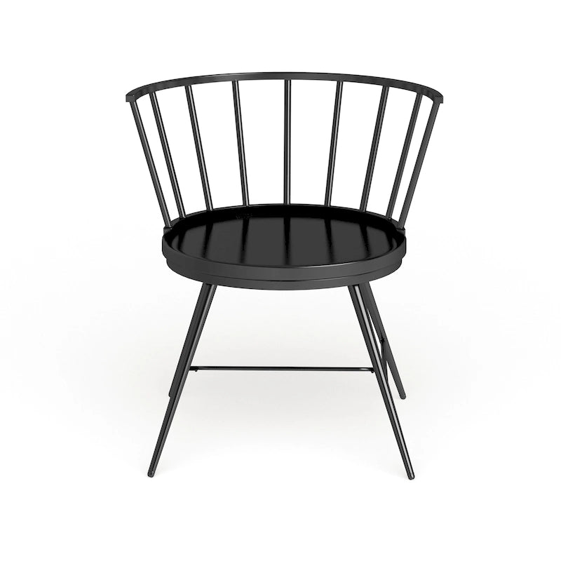 Low Back Metal and Wood Spindle Dining Chair (Set of 2)