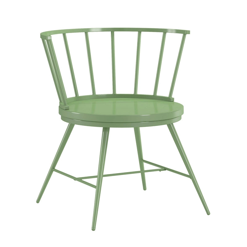 Low Back Metal and Wood Spindle Dining Chair (Set of 2)