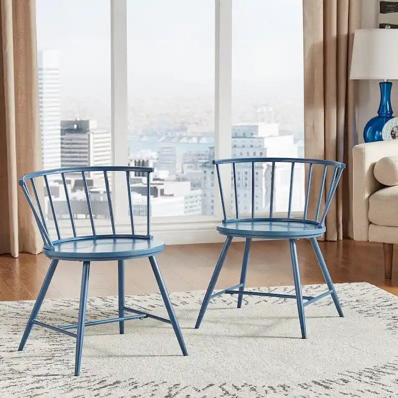 Low Back Metal and Wood Spindle Dining Chair (Set of 2)