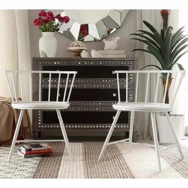 Low Back Metal and Wood Spindle Dining Chair (Set of 2)