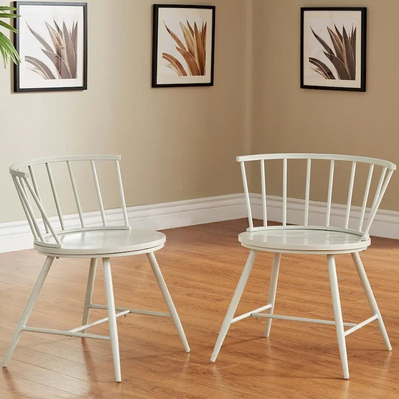 Low Back Metal and Wood Spindle Dining Chair (Set of 2)
