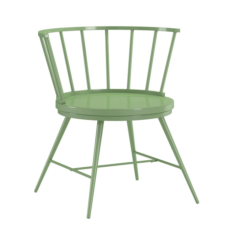 Low Back Metal and Wood Spindle Dining Chair (Set of 2)