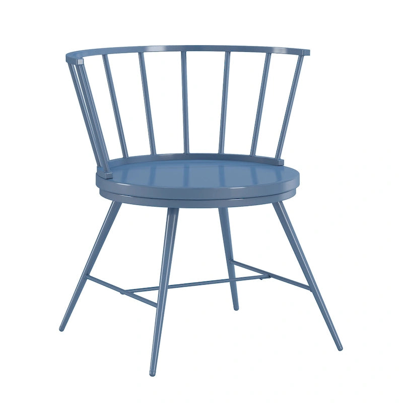Low Back Metal and Wood Spindle Dining Chair (Set of 2)