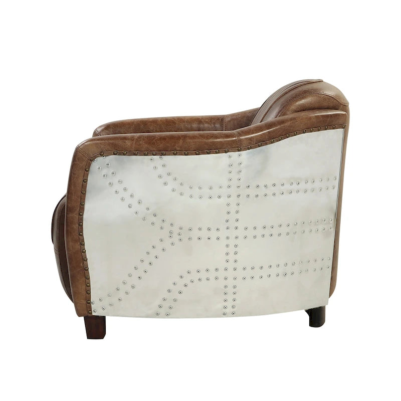 Top Grain Leather Retro Brown Arm Chair