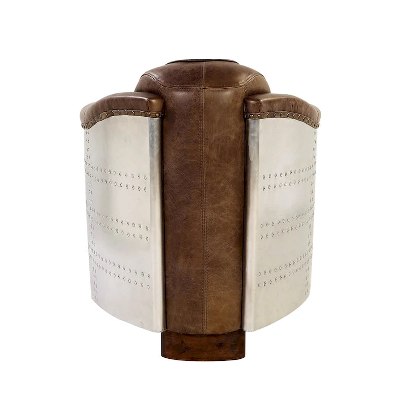 Top Grain Leather Retro Brown Arm Chair