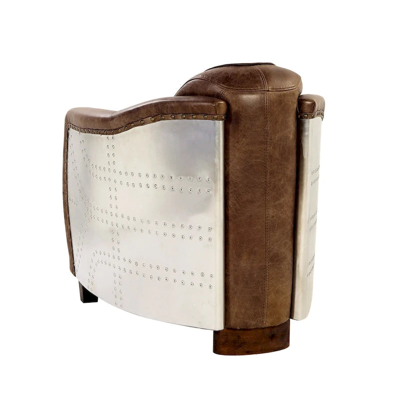 Top Grain Leather Retro Brown Arm Chair