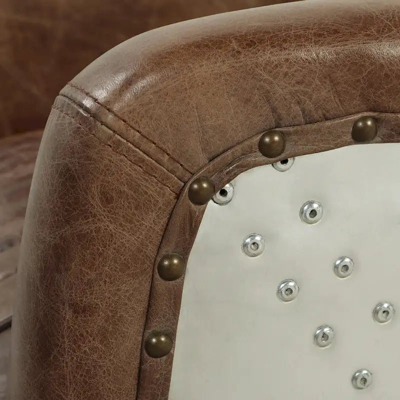 Top Grain Leather Retro Brown Arm Chair