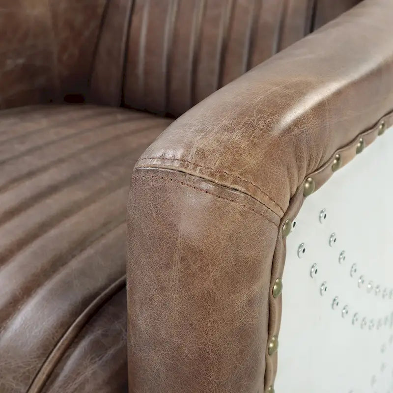 Top Grain Leather Retro Brown Arm Chair