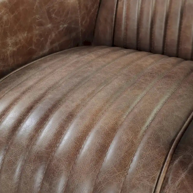 Top Grain Leather Retro Brown Arm Chair