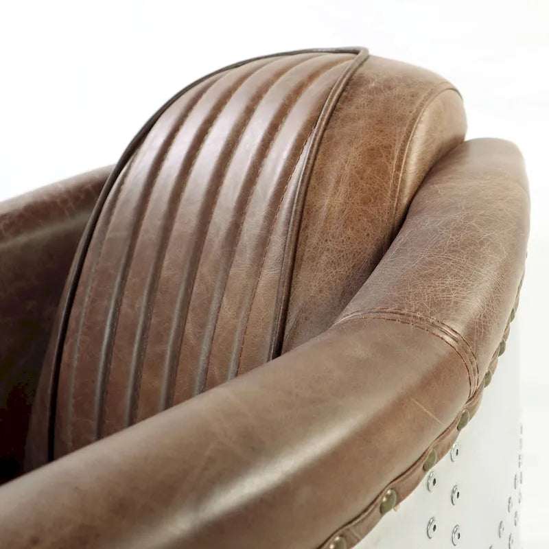 Top Grain Leather Retro Brown Arm Chair