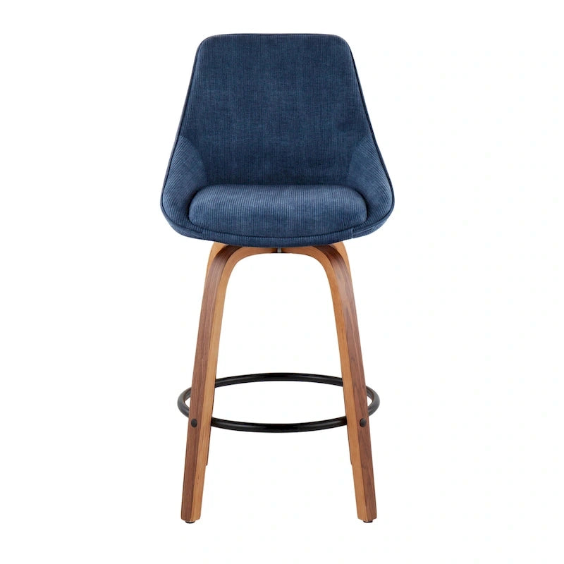Corduroy Counter Stool with Black Round Footrest (Set of 2)