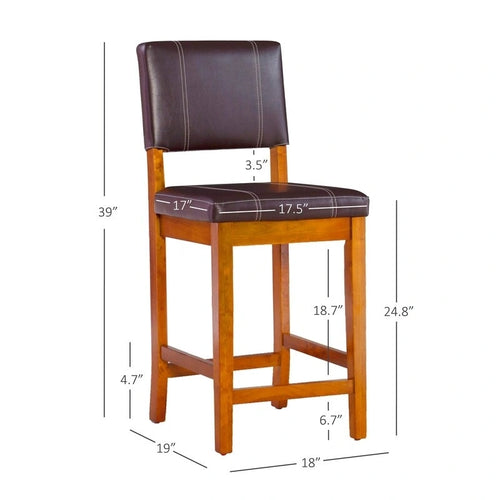 24-inch Dark Brown Faux Leather Counter Stool