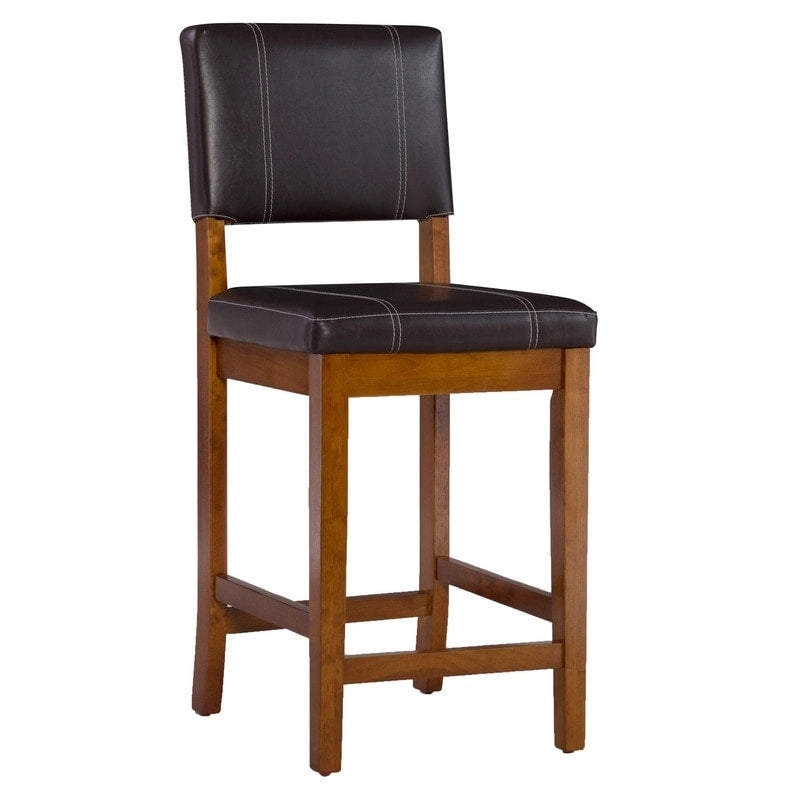 24-inch Dark Brown Faux Leather Counter Stool