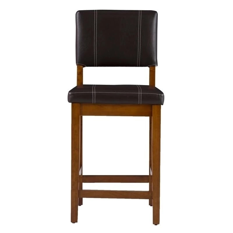 24-inch Dark Brown Faux Leather Counter Stool