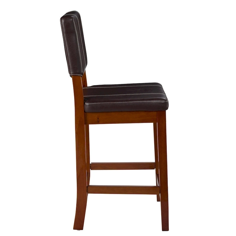 24-inch Dark Brown Faux Leather Counter Stool