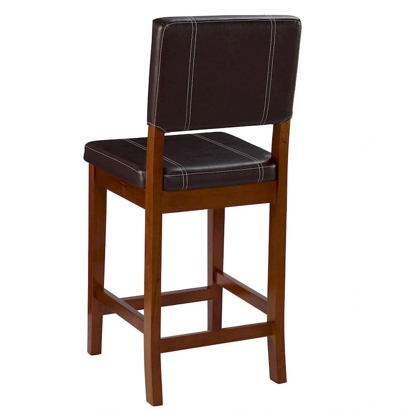 24-inch Dark Brown Faux Leather Counter Stool